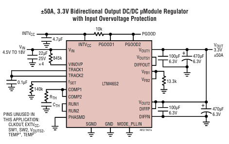 LTM4652 降压型DC/DC μModule稳压器ADI-LINEAR