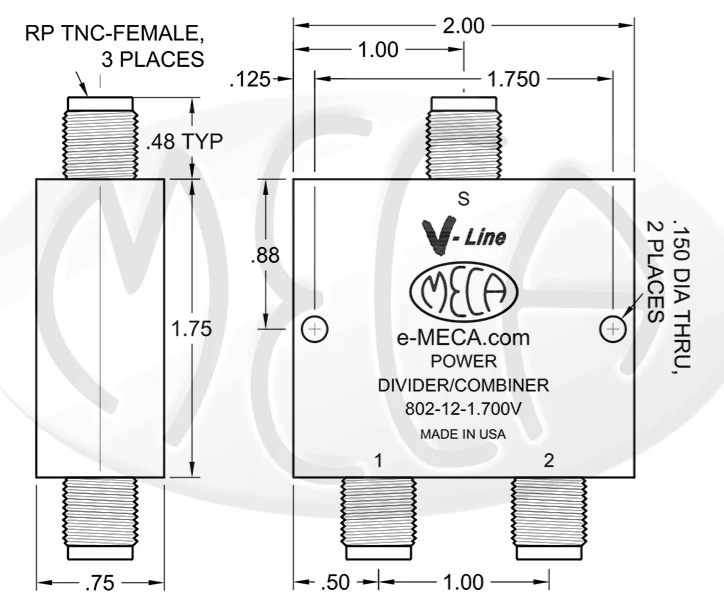​802-12-1.700V，RP-TNC 母头，功率分配器/合路器MECA