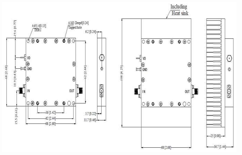 ​RFLUPA00M40GA宽带功率放大器0.02 GHz – 3 GHz